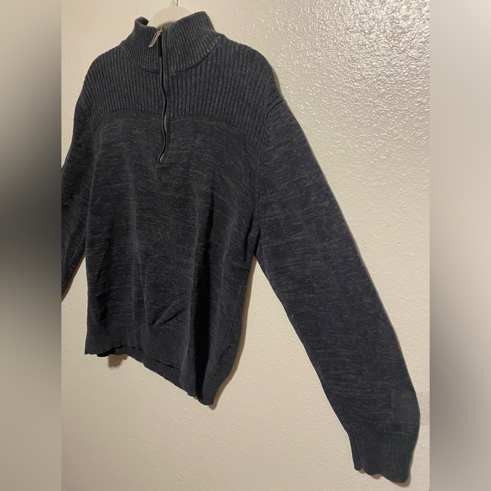 Covington Men’s Quarter Zip Mock Neck Sweater | Dark Gray Pullover | Size L - Picture 3 of 5